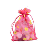 10x14 CM | Floral Designs Organza Potli Bags | Pack of 100 | Pink Color | Candy Bag - Bakeyy.com - India - 10x14 CM | Floral Designs Organza Potli Bags | Pack of 100 | Pink Color | Candy Bag - Default Title