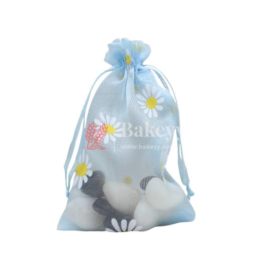 10x14 CM | Floral Designs Organza Potli Bags | Pack of 100 | Sky Blue Color | Candy Bag - Bakeyy.com - India - 10x14 CM | Floral Designs Organza Potli Bags | Pack of 100 | Sky Blue Color | Candy Bag - Default Title