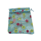 10x14 CM | Floral Designs Organza Potli Bags | Pack of 100 | Sky Blue Color | Candy Bag - Bakeyy.com - India - 10x14 CM | Floral Designs Organza Potli Bags | Pack of 100 | Sky Blue Color | Candy Bag - Default Title