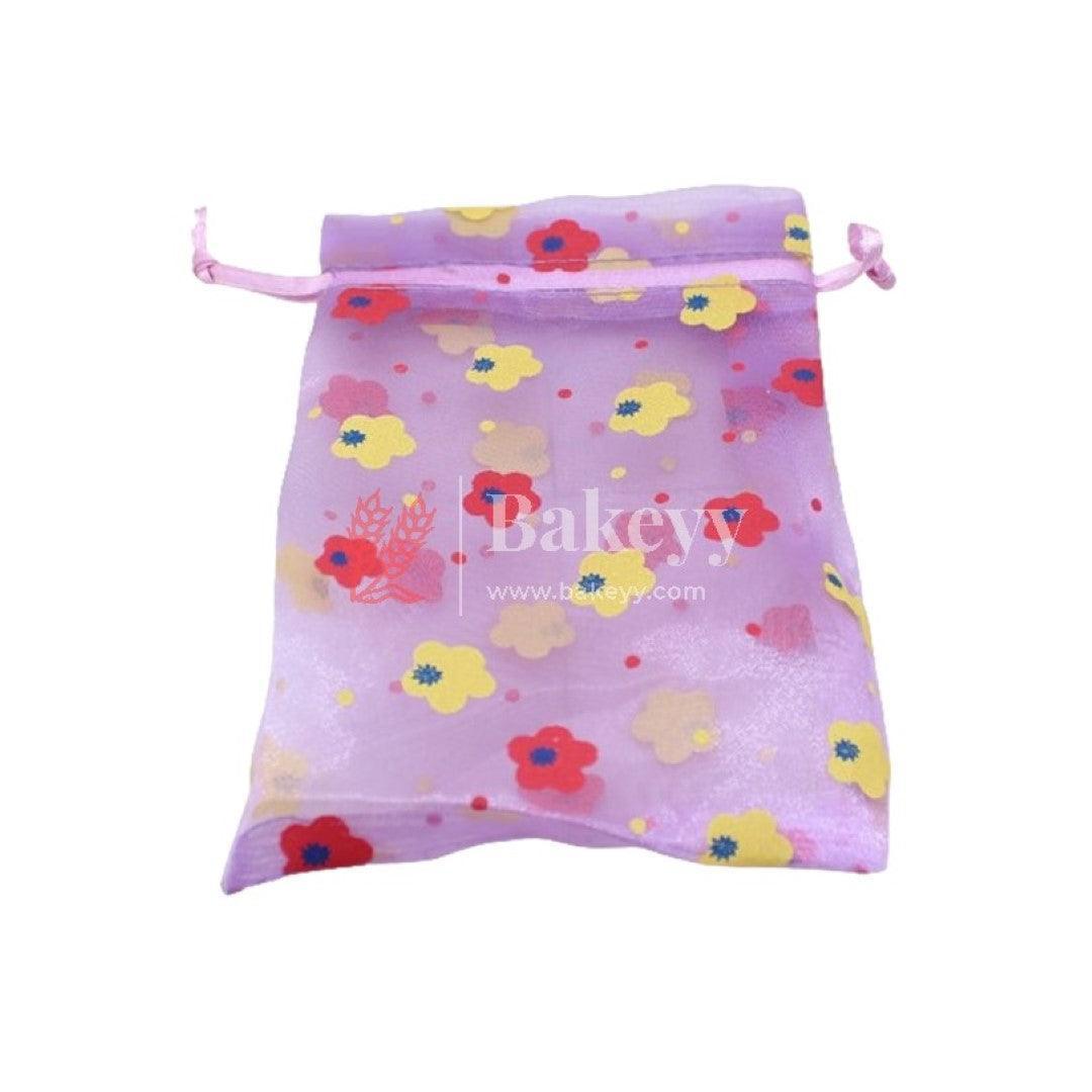 10x14 CM | Floral Designs Organza Potli Bags | Pack of 100 | Violet Color | Candy Bag - Bakeyy.com - India - 10x14 CM | Floral Designs Organza Potli Bags | Pack of 100 | Violet Color | Candy Bag - Default Title
