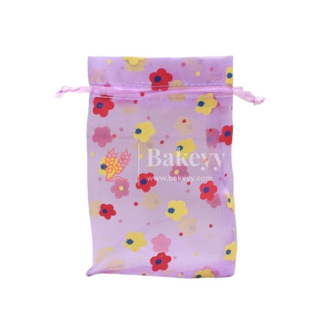 10x14 CM | Floral Designs Organza Potli Bags | Pack of 100 | Violet Color | Candy Bag - Bakeyy.com - India - 10x14 CM | Floral Designs Organza Potli Bags | Pack of 100 | Violet Color | Candy Bag - Default Title