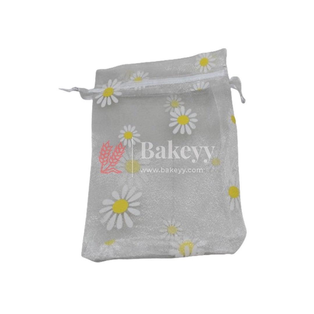 10x14 CM| Floral Designs Organza Potli Bags | Pack of 100 | White Color | Candy Bag - Bakeyy.com - India - 10x14 CM| Floral Designs Organza Potli Bags | Pack of 100 | White Color | Candy Bag - Default Title
