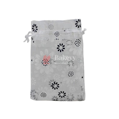 10x14 CM | Floral Designs Organza Potli Bags | Pack of 100 | White Color | Candy Bag - Bakeyy.com - India - 10x14 CM | Floral Designs Organza Potli Bags | Pack of 100 | White Color | Candy Bag - Default Title