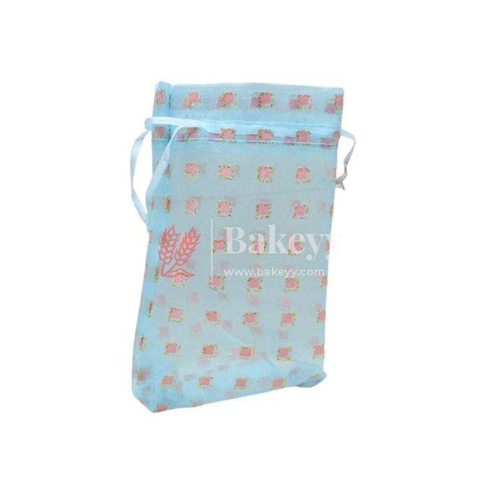 4x6 Inch | Organza Potli Bags | Pack of 100 | Sky Blue Color | Candy Bag - Bakeyy.com