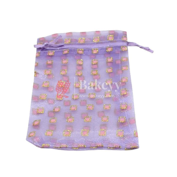 4x6 Inch | Organza Potli Bags | Pack of 100 | Violet Color | Candy Bag - Bakeyy.com