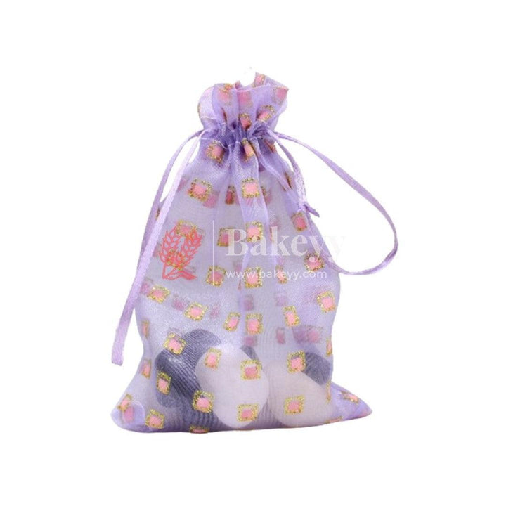 4x6 Inch | Organza Potli Bags | Pack of 100 | Violet Color | Candy Bag - Bakeyy.com