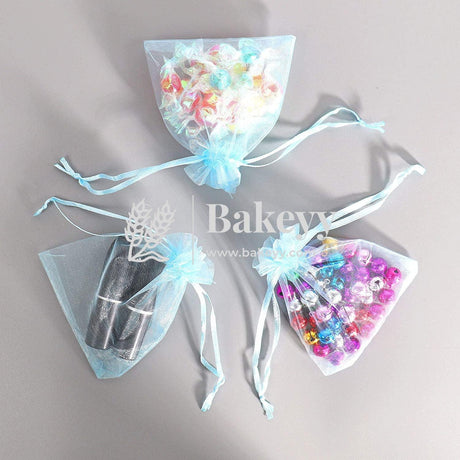 10x14 CM | Organza Potli Bags | Sky Blue Colour |100 g | Candy Bag - Bakeyy.com - India - 10x14 CM | Organza Potli Bags | Sky Blue Colour |100 g | Candy Bag - Pack Of 100 / 10x14 cm / 4x6 inch / Sky Blue