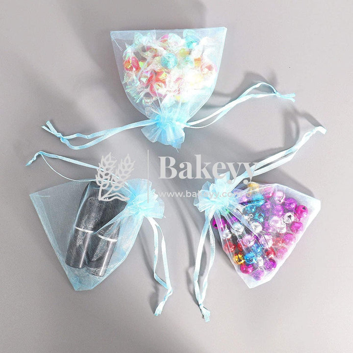 10x14 CM | Organza Potli Bags | Sky Blue Colour |100 g | Candy Bag - Bakeyy.com - India - 10x14 CM | Organza Potli Bags | Sky Blue Colour |100 g | Candy Bag - Pack Of 100 / 10x14 cm / 4x6 inch / Sky Blue