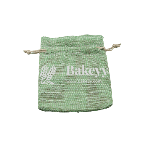 4x6 Inch | Pista Green Jute Potli Bag | Gift Return Gifts Bags | Drawstring Bags - Bakeyy.com