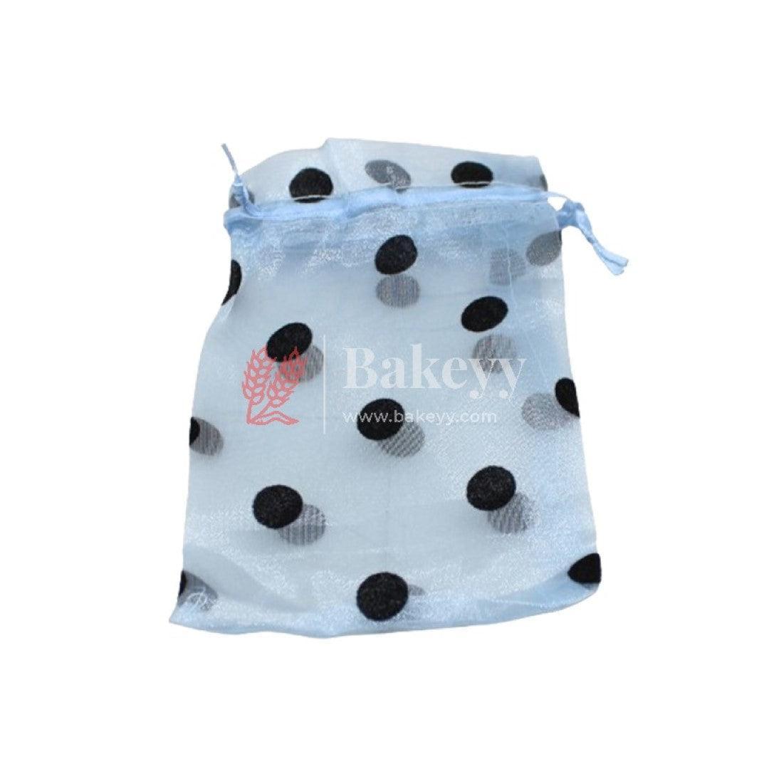 10x14 CM | Polka Dots Organza Potli Bags | Pack of 100 | Sky Blue Color | Candy Bag - Bakeyy.com - India - 10x14 CM | Polka Dots Organza Potli Bags | Pack of 100 | Sky Blue Color | Candy Bag - Default Title