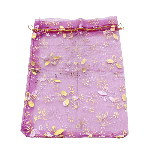 4x6 Inch | Printed Organza Potli Bags | Pack of 80 | Dark Pink Colour | Candy Bag - Bakeyy.com