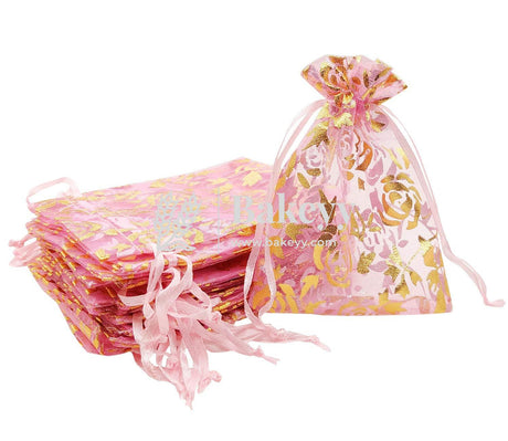 10x14 CM | Printed Organza Potli Bags | Pack of 70 | Pink Colour | Candy Bag | - Bakeyy.com - India - 10x14 CM | Printed Organza Potli Bags | Pack of 70 | Pink Colour | Candy Bag | - Default Title