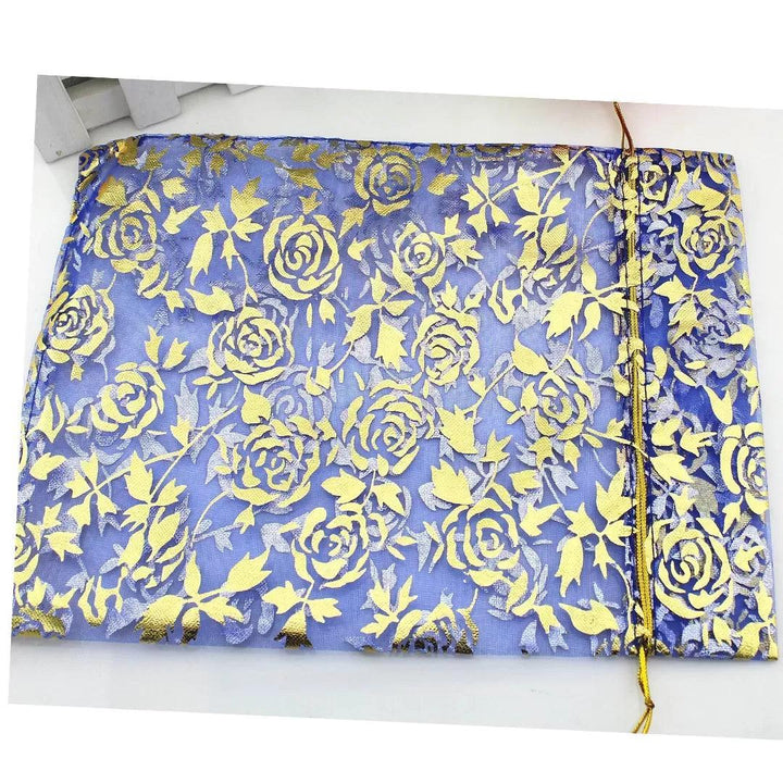 4x6 Inch | Printed Organza Potli Bags | Pack of 80 | Royal Blue Colour | Candy Bag - Bakeyy.com
