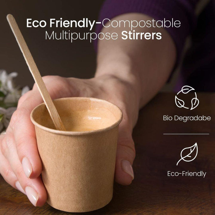 5.5 Inch Coffee Stir Sticks Wood Stirrers | Pack of 450| Bio-Degradable - Bakeyy.com