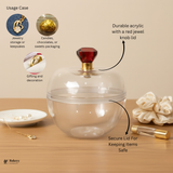 Clear Round Plastic Box with Crystal Top Knob | Clear Display Container | Transparent Apple Shape Box Container | Pack of 12