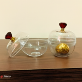 Clear Round Plastic Box with Crystal Top Knob | Clear Display Container | Transparent Apple Shape Box Container | Pack of 12