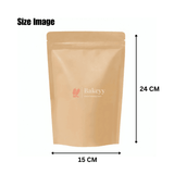 500g | Kraft Zip Lock Pouch | Brown | 15x24x4 CM | Standing Pouch - Bakeyy.com - India - 500g | Kraft Zip Lock Pouch | Brown | 15x24x4 CM | Standing Pouch - Pack Of 50 / 15x24x4 cm / 500 g