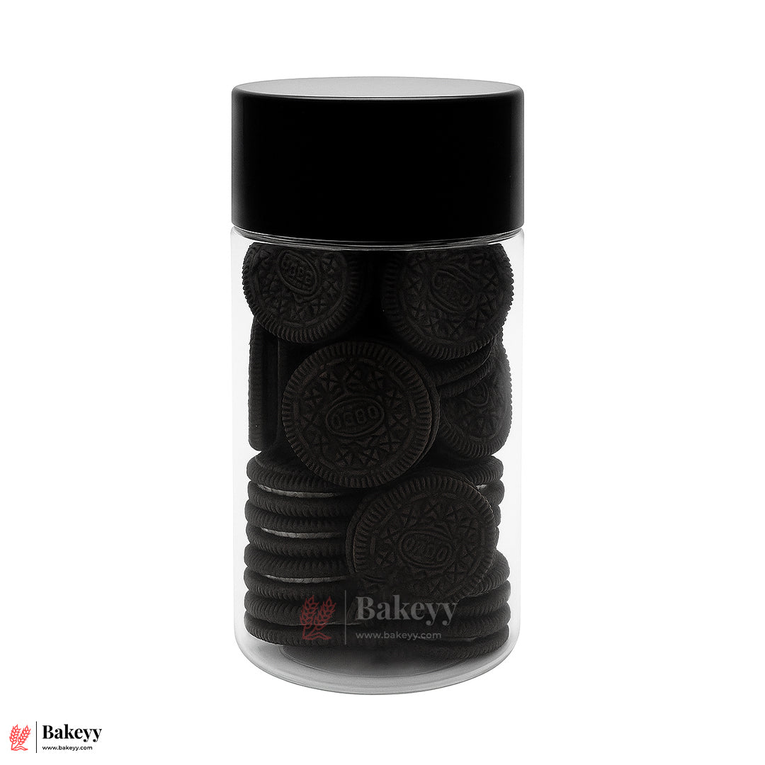 63mm-500ml Airtight Cookie Jar – Clear Plastic Storage Container with Black Lid | Ideal for Cookies, Nuts & Snacks | Pack Of 10