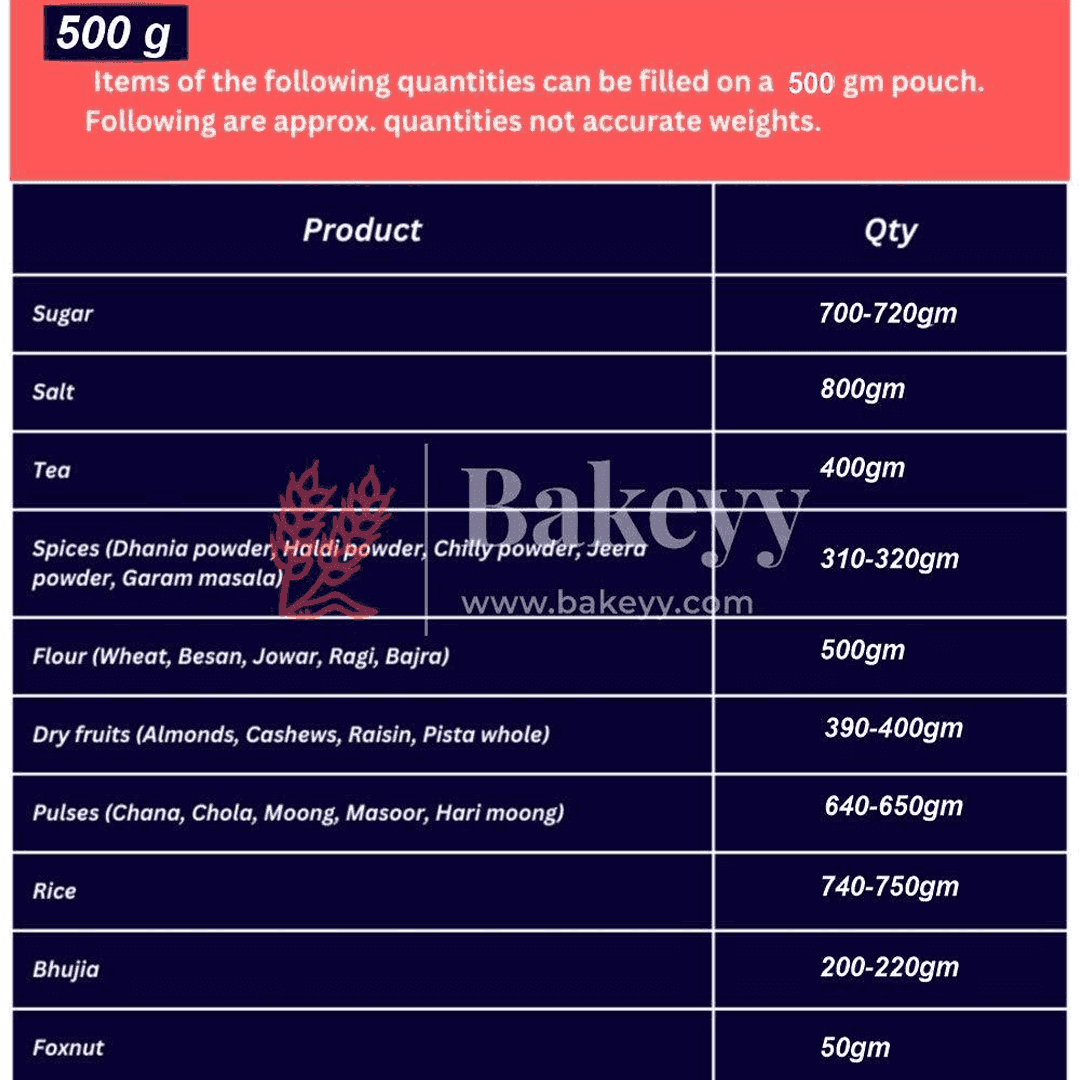 500 gm | Zip Lock Pouch | Red Printed Pouch With Window | 16x23 CM | Standing Pouch | 110 GSM | - Bakeyy.com - India - 500 gm | Zip Lock Pouch | Red Printed Pouch With Window | 16x23 CM | Standing Pouch | 110 GSM | - Pack Of 50 / 16x23 cm / 500 gm