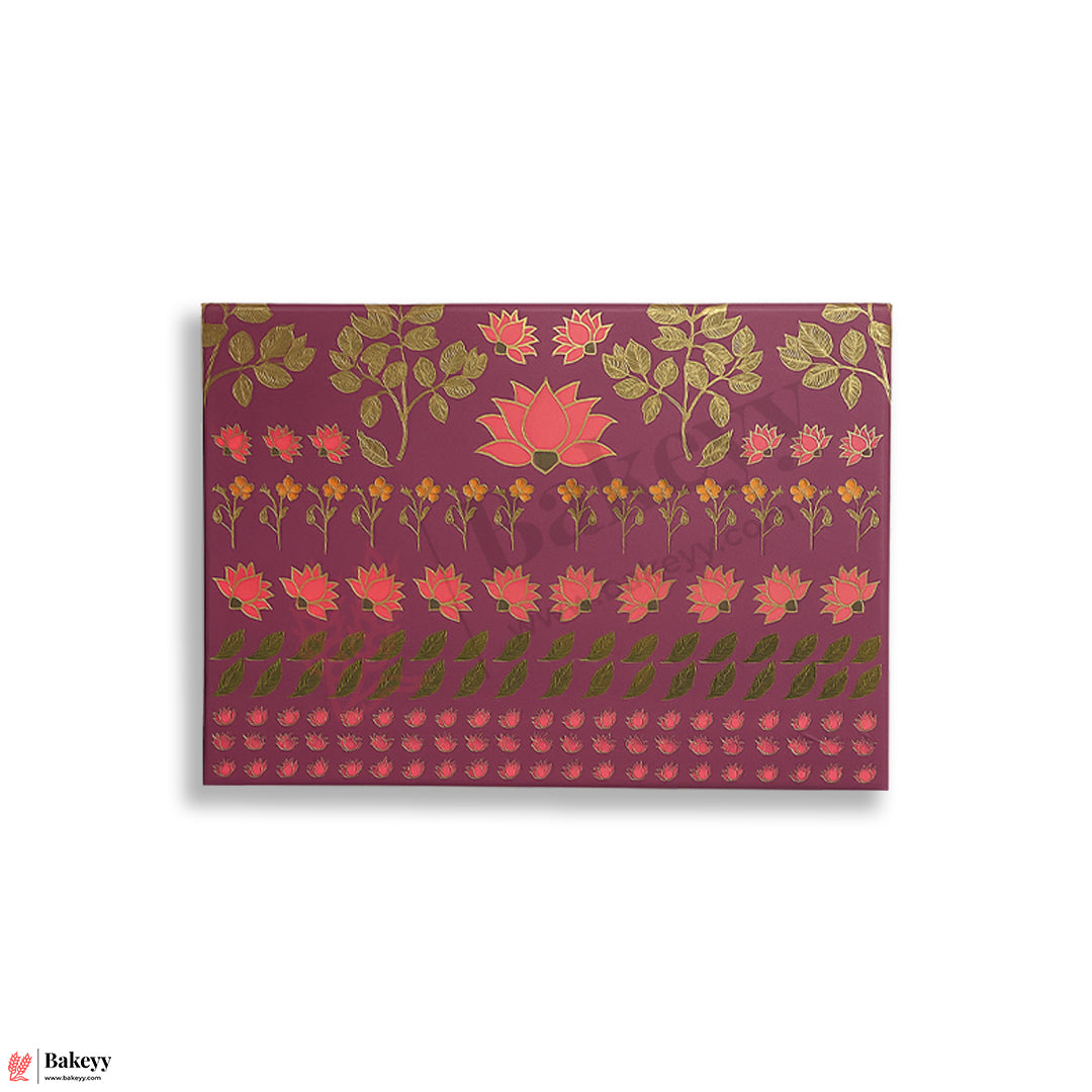 500 GM Sweet Box | 7.5x6x1.5 Inch | Elegant Lotus Design Sweet Gift Box with Golden Tray| 1 Piece