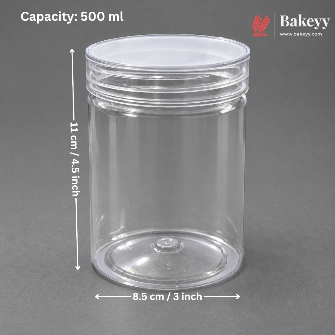 500ml Clear Plastic Storage Jars with Screw Lid | Pack of 10