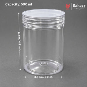 500ml Clear Plastic Storage Jars with Screw Lid | Pack of 10