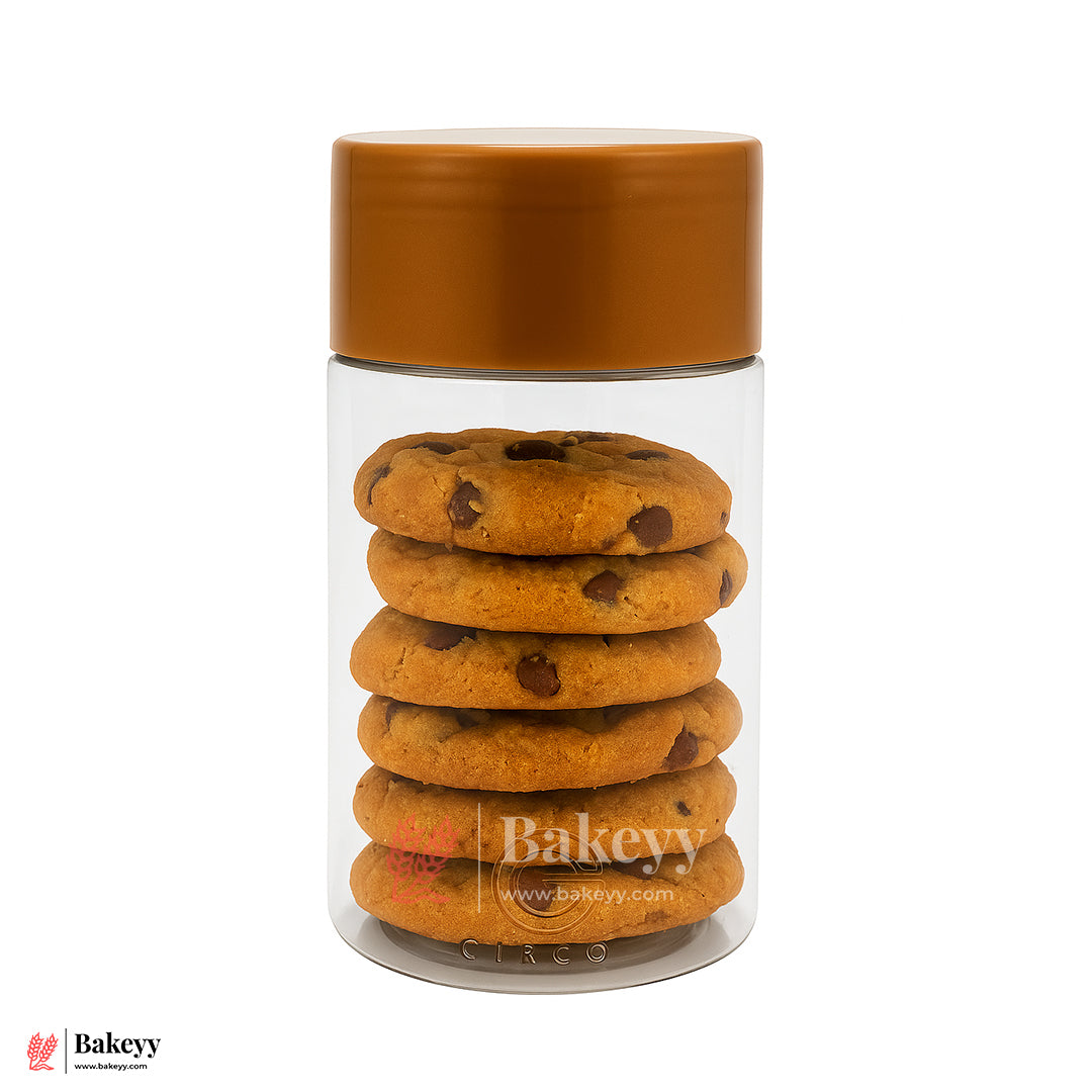 63mm-500ml Airtight Cookie Jar – Clear Plastic Storage Container  With Brown Lid| Ideal for Cookies, Nuts & Snacks | Pack Of 10
