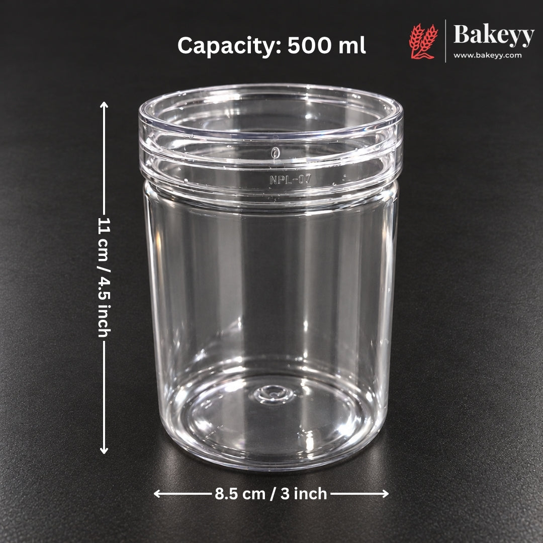 500ml Clear Plastic Storage Jars with Screw Lid | Pack of 10