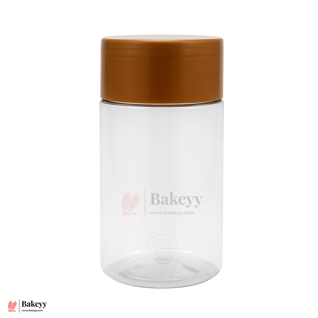 63mm-500ml Airtight Cookie Jar – Clear Plastic Storage Container  With Brown Lid| Ideal for Cookies, Nuts & Snacks | Pack Of 10