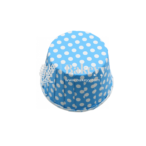 5039 Blue Polka Dot Muffin Cup | Curl Edge | Cupcake Liner | Large | Pack of 100 - Bakeyy.com