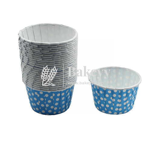 5039 Blue Polka Dot Muffin Cup | Curl Edge | Cupcake Liner | Large | Pack of 100 - Bakeyy.com