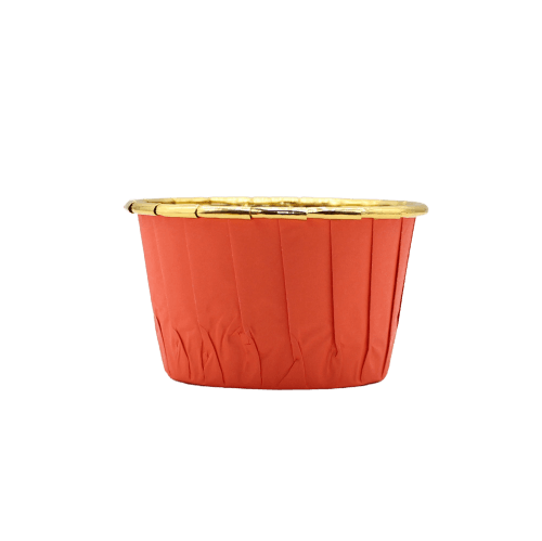 5039 | Plain Gold With Red Muffin Cup | Curl Edge | Cupcake Liner | pack Of 50 - Bakeyy.com