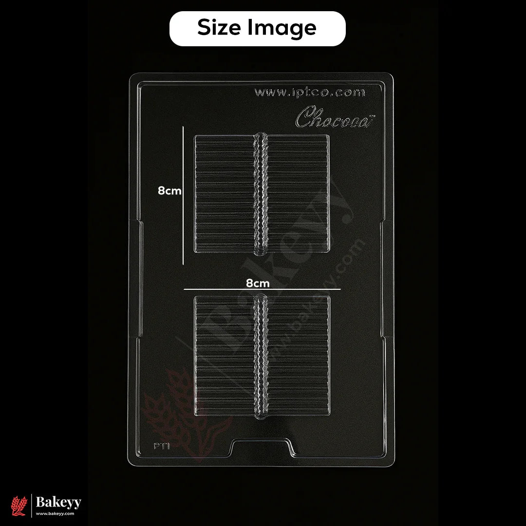 Mould 513-  Cacao  Square Ribbed Design Mould | Baking Accessories | Plastic Chocolate Mould | Party Favor Mould | Pack of 1