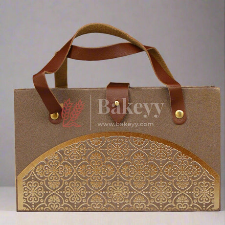 Designer Reusable Gift Hamper Box for storage and Gifting | Carry Case with Handles | Gift box for special Occasions - Bakeyy.com - India - Designer Reusable Gift Hamper Box for storage and Gifting | Carry Case with Handles | Gift box for special Occasions - Brown