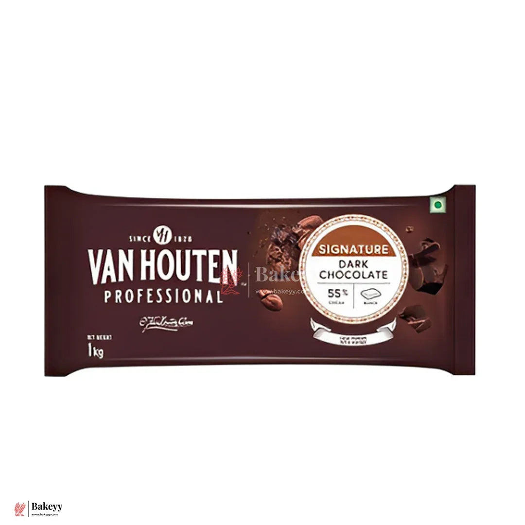 Van Houten Professional Signature Dark Chocolate Block – 55% Cocoa | 1kg Baking Dark Chocolate - Bakeyy.com - India - Van Houten Professional Signature Dark Chocolate Block – 55% Cocoa | 1kg Baking Dark Chocolate - Default Title