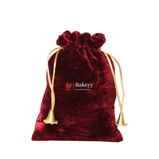 16x20 cm | Velvet Drawstring Potli Bag | Brown Colour | Pack of 10 | Luxurious Gift & Storage Pouch | - Bakeyy.com - India - 16x20 cm | Velvet Drawstring Potli Bag | Brown Colour | Pack of 10 | Luxurious Gift & Storage Pouch | - Default Title