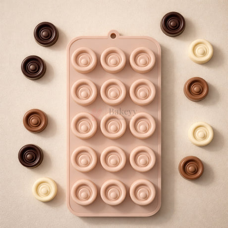 15 Cavity Concentric Ring Round Chocolate Silicone Mould | Pack of 1