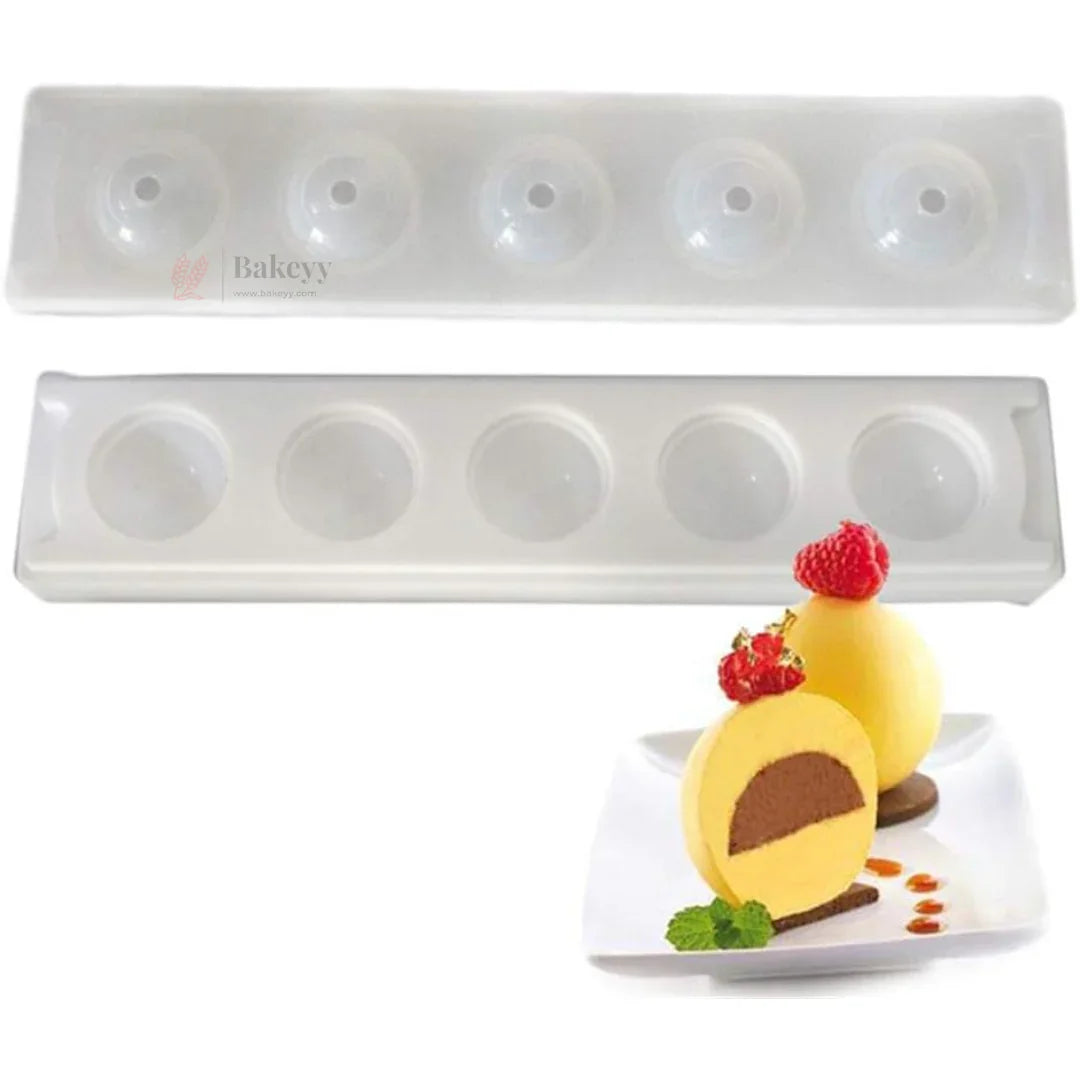 5 Cavity Silicone Sphere Dome Mould Set  | Chocolate Bomb, Mousse & Dessert Dome Mould | Flexible Food Grade Silicone | Pack of 1