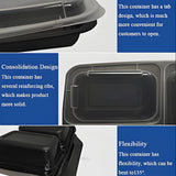 5 Compartment Plastic Meal Tray with Lid | Black Disposable Food Packaging Container for Takeaway, Catering & Meal Prep | Pack of 25