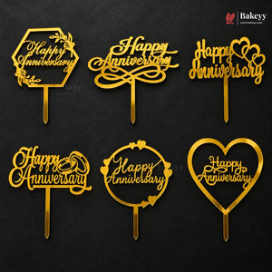 5 Inch | Happy Anniversary Cake Topper | Pack of 1
