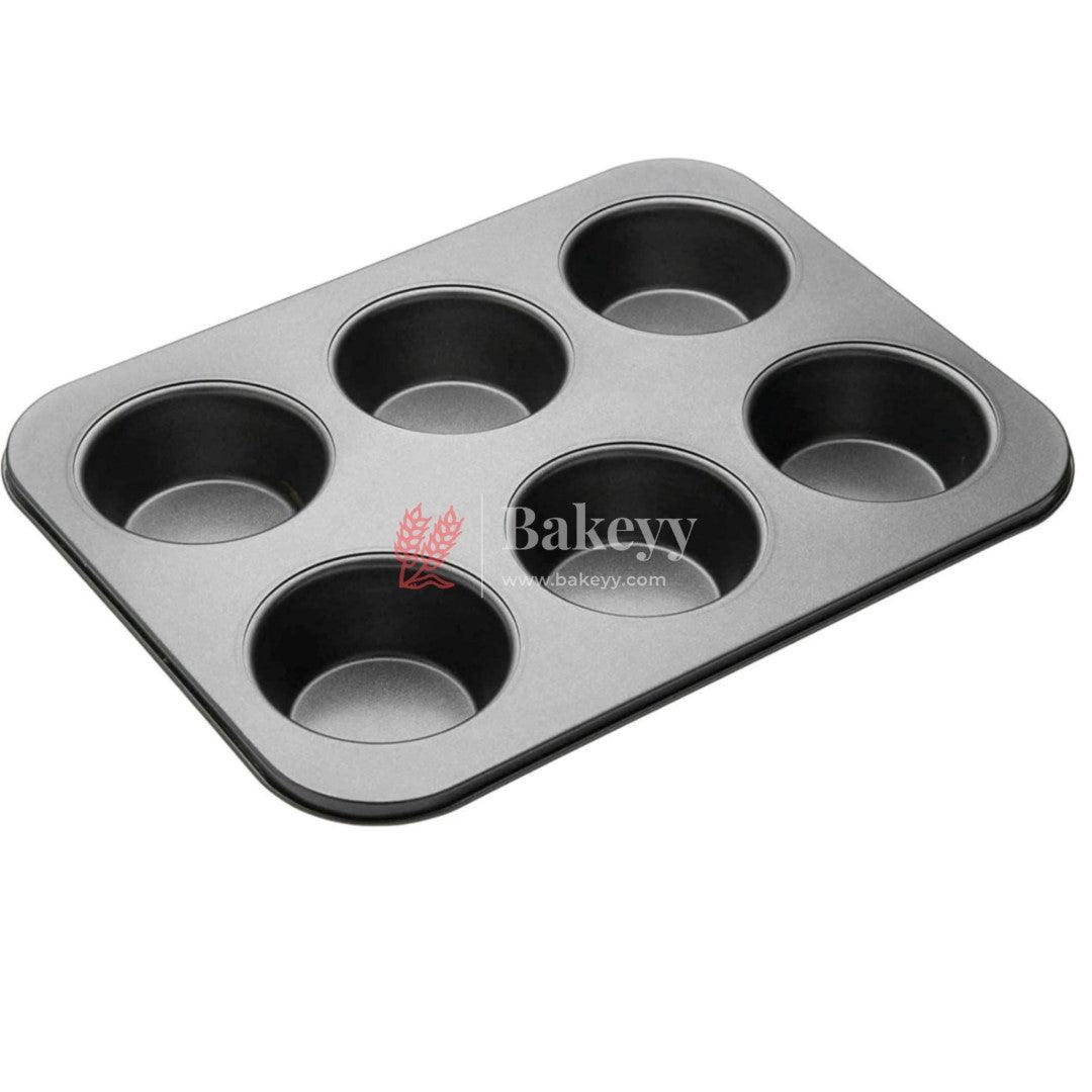 6 Slot Tray Cup Muffin Pan Tins Mould | Baking Cupcake | Non-Stick Mould | Reusable Tray Pan Mould | Non-Stick (Black) - Bakeyy.com - India - 6 Slot Tray Cup Muffin Pan Tins Mould | Baking Cupcake | Non-Stick Mould | Reusable Tray Pan Mould | Non-Stick (Black) - Default Title