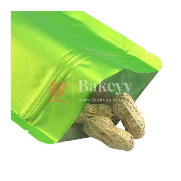 250 gm | Zip Lock Pouch | Green Color Without Window | 13.5x22 CM | Standing Pouch - Bakeyy.com