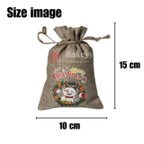 Christmas Jute Potli Bags || Printed Potli Jute Bag (Mixed Designs) || Gift Return Gifts Bags || - Bakeyy.com - India - Christmas Jute Potli Bags || Printed Potli Jute Bag (Mixed Designs) || Gift Return Gifts Bags || - 4x6 / Pack of 10