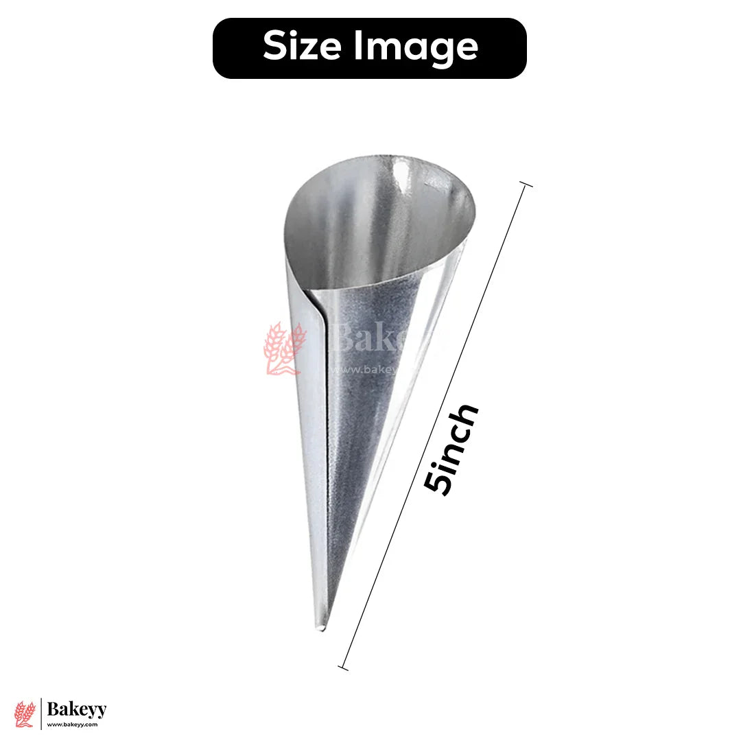 Aluminium Cone Mold – 5 Inch | Pack of 12 | For Ice Cream Cone, Cream Rolls & Pastries