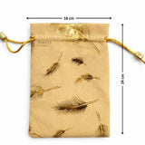 Premium Velvet Potli Bags for Gifting & Packaging l gold feather print Potil Bags l Pack of 10 - Bakeyy.com - India - Premium Velvet Potli Bags for Gifting & Packaging l gold feather print Potil Bags l Pack of 10 - Gold / 18x24 370.00