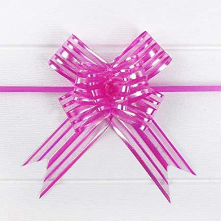 Organza Pull Bow Flower Ribbon for Gift Wrap (30mm Width) | Pack of 10 - Bakeyy.com