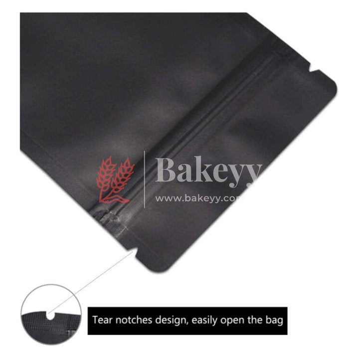 250 gm | Zip Lock Pouch | Black Color Without Window | 13.5x22 CM | Standing Pouch - Bakeyy.com