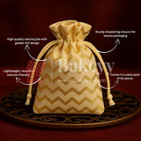 10x14 Cm | Gold Foiling Jute Potli Bags | Pack of 50