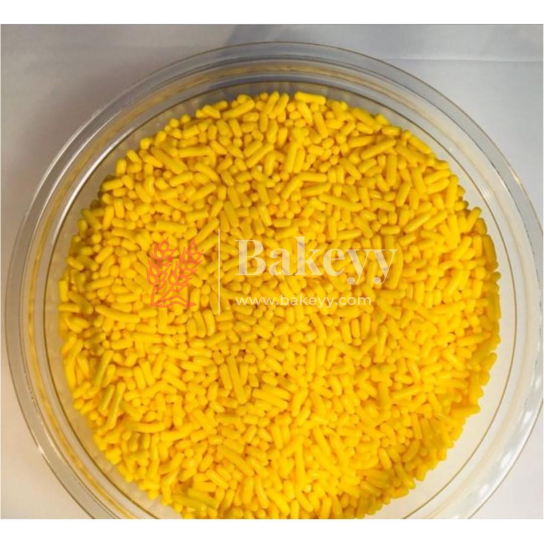 Yellow Color Vermicelli Sprinklers - Bakeyy.com - India - Yellow Color Vermicelli Sprinklers - 100 gm / Yellow