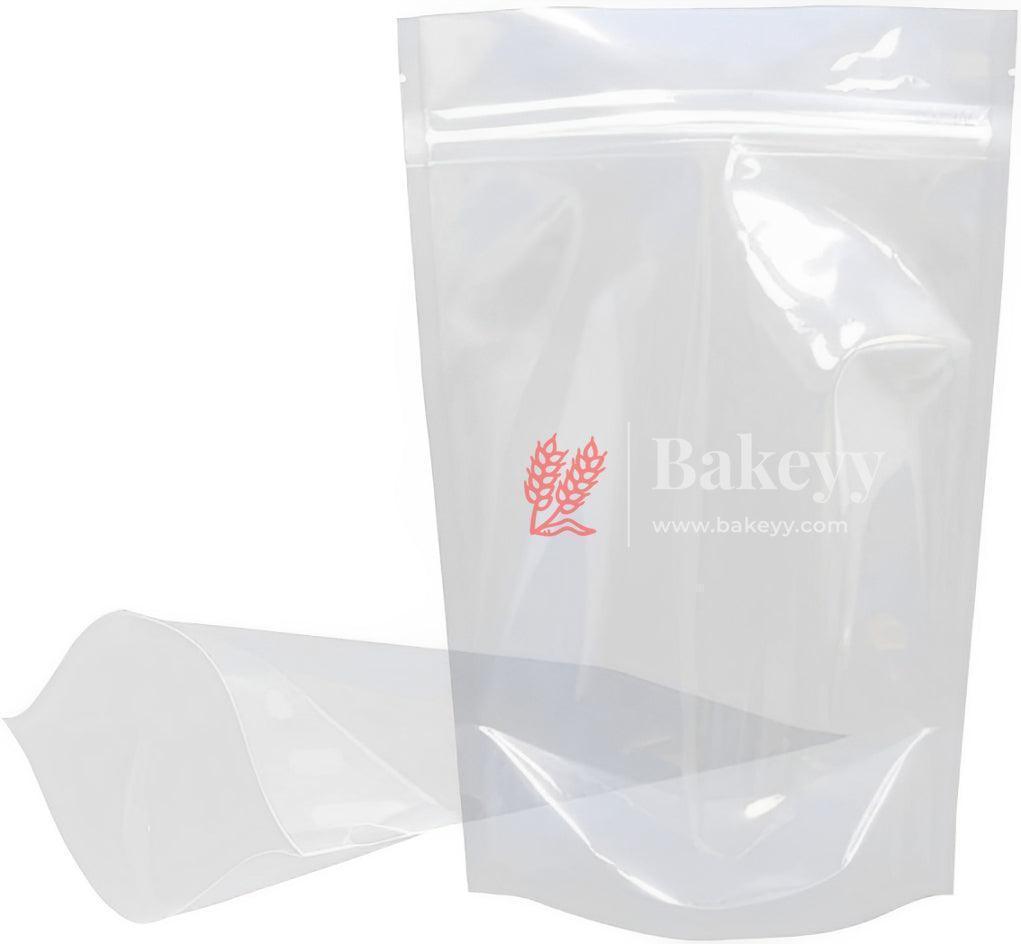 1 Kg | Zip Lock Pouch | Clear Stand-up Pouch | 17x26.5 CM | Standing Pouch | 110 GSM | - Bakeyy.com - India - 1 Kg | Zip Lock Pouch | Clear Stand-up Pouch | 17x26.5 CM | Standing Pouch | 110 GSM | - Pack Of 50 / 17x26.5 cm / 1 Kg